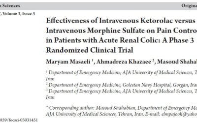 مقاله مقایسه اثر کتورولاک با مورفین داخل وریدی در کنترل درد بیماران مبتلا به رنال کولیک حاد