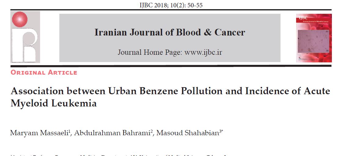 Association between Urban Benzene Pollution and Incidence of Acute Myeloid Leukemia